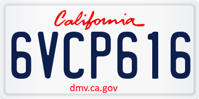 CA license plate 6VCP616