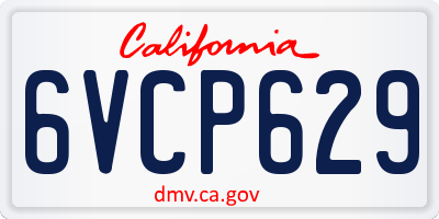 CA license plate 6VCP629