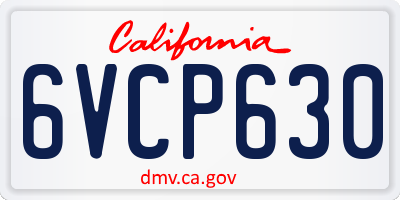 CA license plate 6VCP630