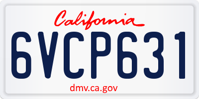 CA license plate 6VCP631