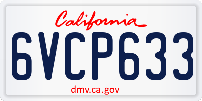 CA license plate 6VCP633