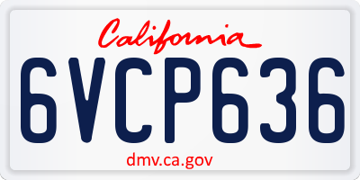 CA license plate 6VCP636