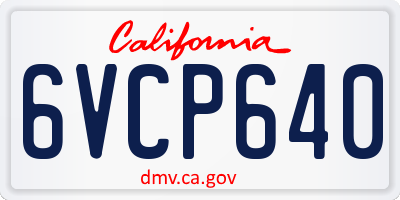 CA license plate 6VCP640