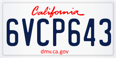 CA license plate 6VCP643