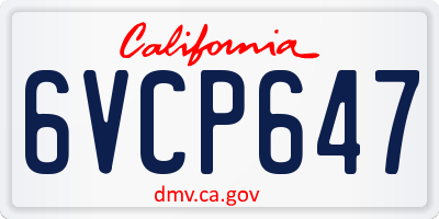 CA license plate 6VCP647