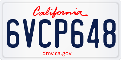 CA license plate 6VCP648