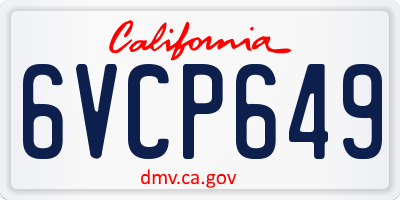 CA license plate 6VCP649