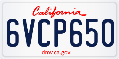 CA license plate 6VCP650