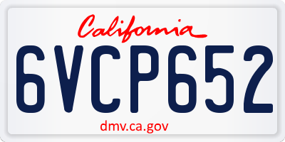 CA license plate 6VCP652