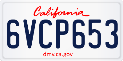 CA license plate 6VCP653