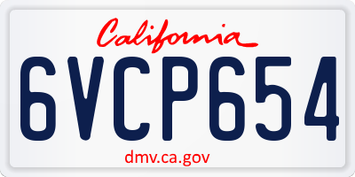 CA license plate 6VCP654
