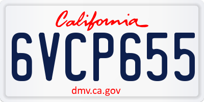 CA license plate 6VCP655