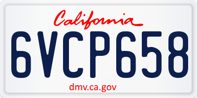 CA license plate 6VCP658