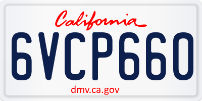CA license plate 6VCP660