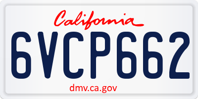 CA license plate 6VCP662