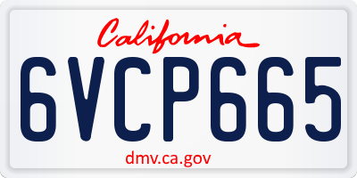 CA license plate 6VCP665