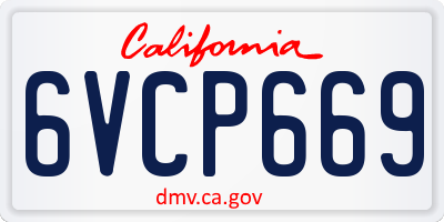 CA license plate 6VCP669