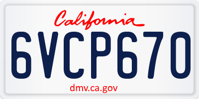 CA license plate 6VCP670