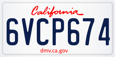 CA license plate 6VCP674