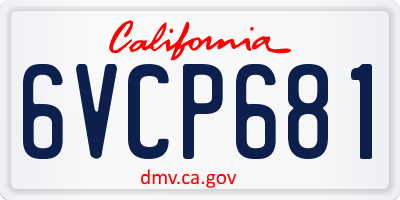 CA license plate 6VCP681
