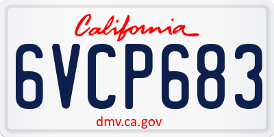 CA license plate 6VCP683