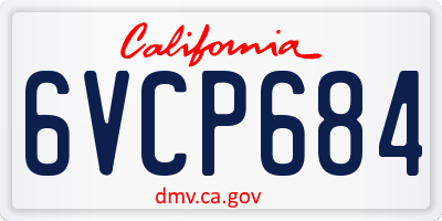 CA license plate 6VCP684