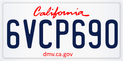 CA license plate 6VCP690