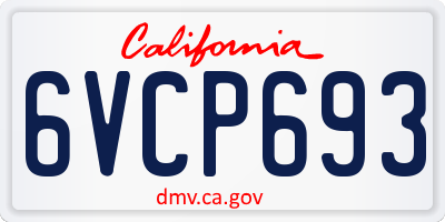 CA license plate 6VCP693