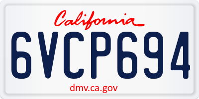 CA license plate 6VCP694