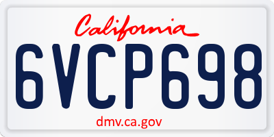 CA license plate 6VCP698