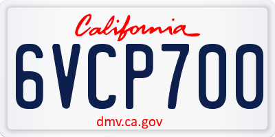 CA license plate 6VCP700