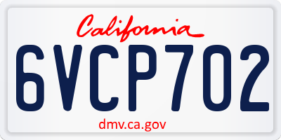 CA license plate 6VCP702