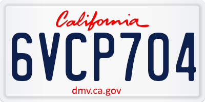 CA license plate 6VCP704