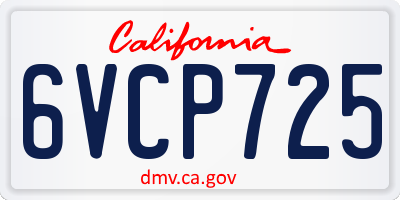 CA license plate 6VCP725