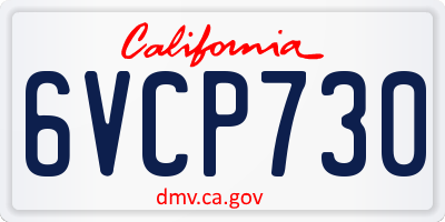 CA license plate 6VCP730