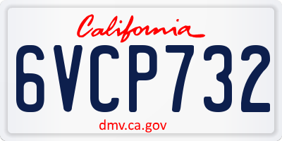 CA license plate 6VCP732