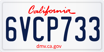 CA license plate 6VCP733