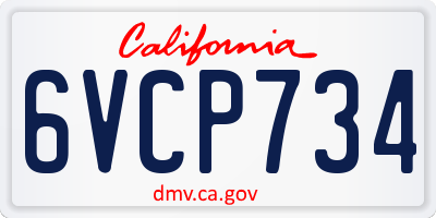 CA license plate 6VCP734