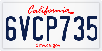 CA license plate 6VCP735