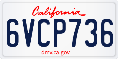 CA license plate 6VCP736