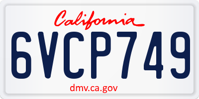 CA license plate 6VCP749