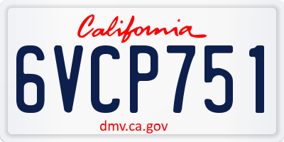CA license plate 6VCP751
