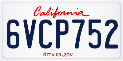 CA license plate 6VCP752