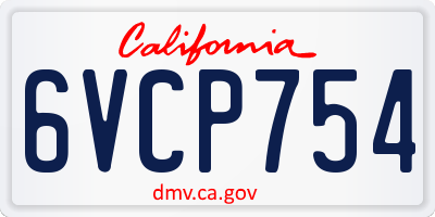 CA license plate 6VCP754