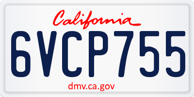 CA license plate 6VCP755