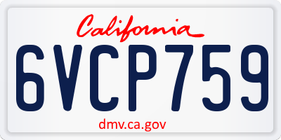 CA license plate 6VCP759