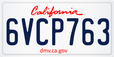 CA license plate 6VCP763