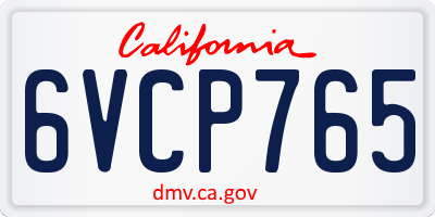 CA license plate 6VCP765