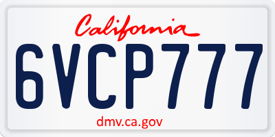 CA license plate 6VCP777