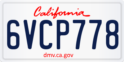 CA license plate 6VCP778